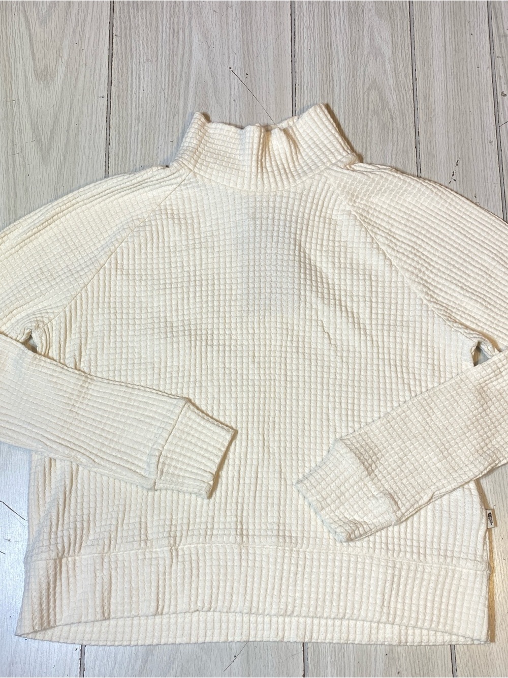 NWT The North Face Women M White Mock Neck Waffle Knit Cotton Sweater Shirt